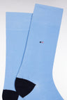 Sky cotton blend socks with navy reinforcements