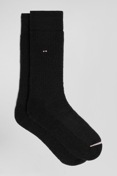 Plain black ribbed cotton socks - Image 1