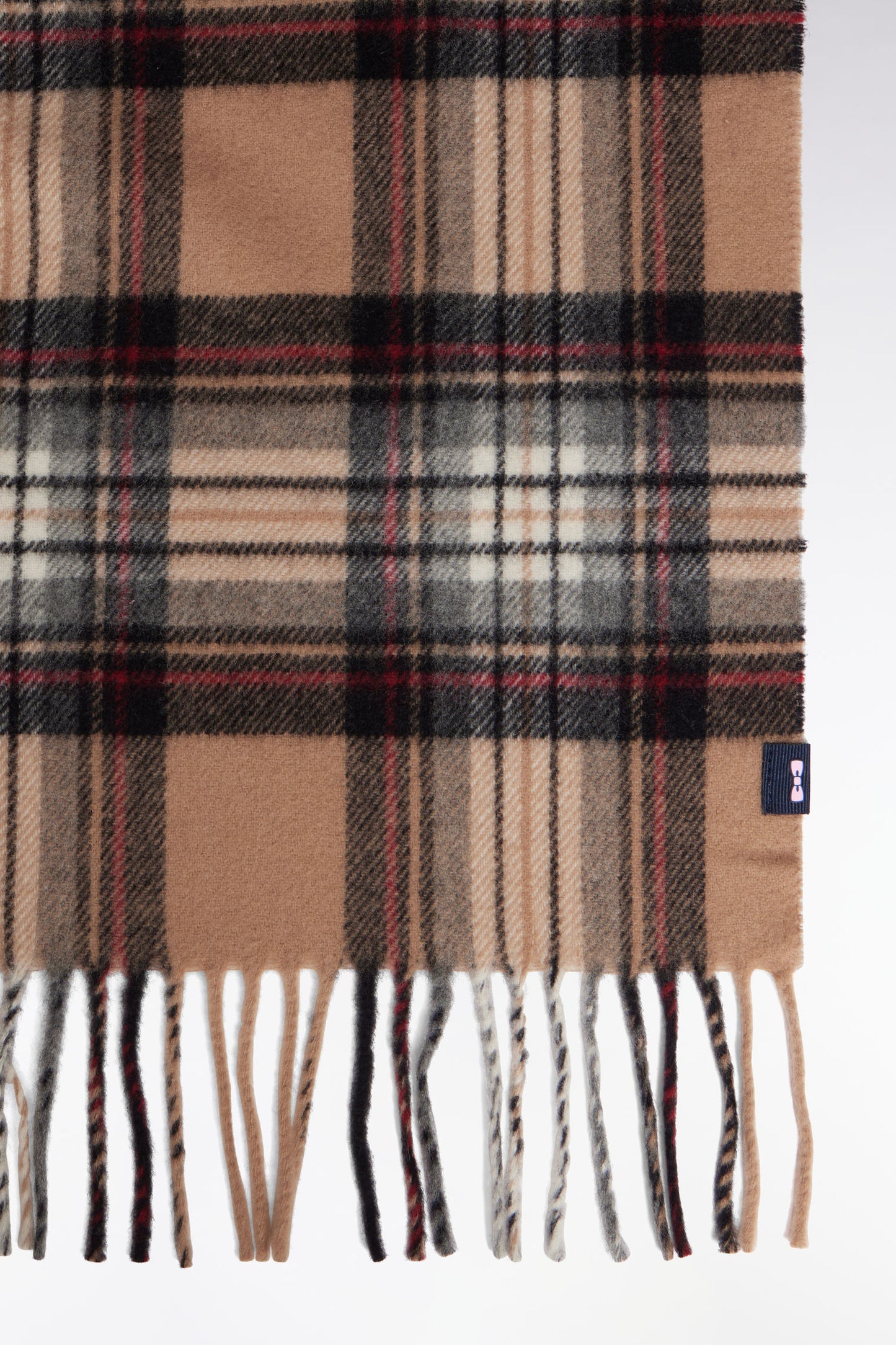 Écharpe en laine vierge à motifs Tartan camel
