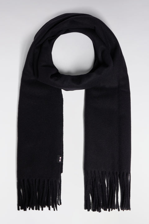 Black virgin wool fringed scarf - Image 1