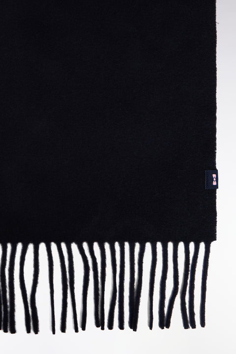 Navy virgin wool fringed scarf - Image 2