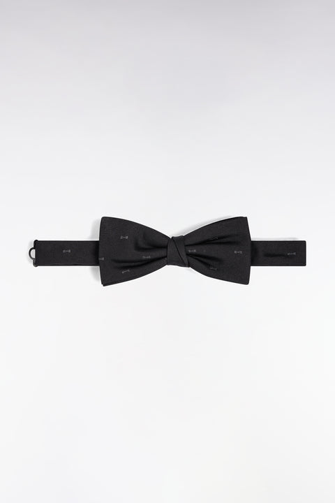Black silk bow tie with micropatterned black bow ties - Image 1