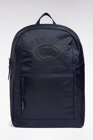 Navy embossed canvas backpack