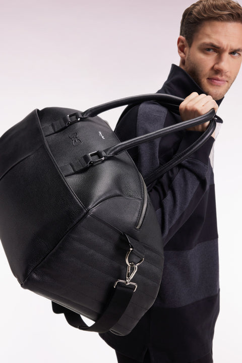 Black grained leather travel bag - Image 2