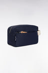 Toiletry bag in navy canvas with bow tie embroidery