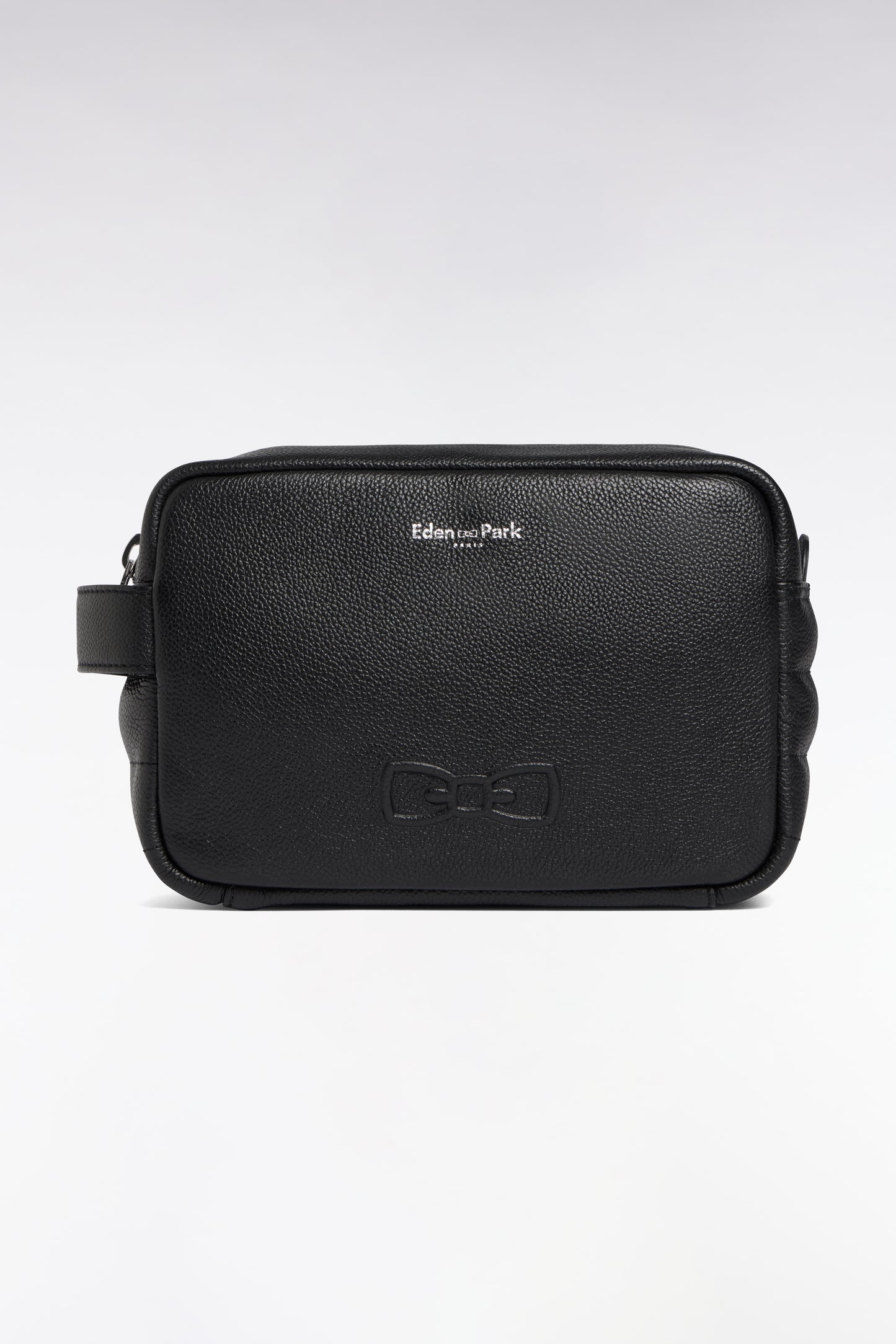Black grained leather toiletry bag