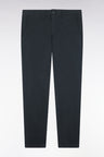 Pleatless chino pants in bottle-green stretch cotton