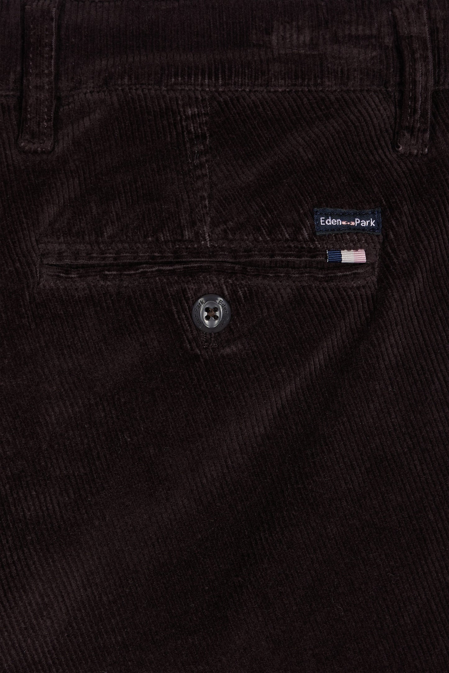 Pantalon chino sans plis en velours stretch marron
