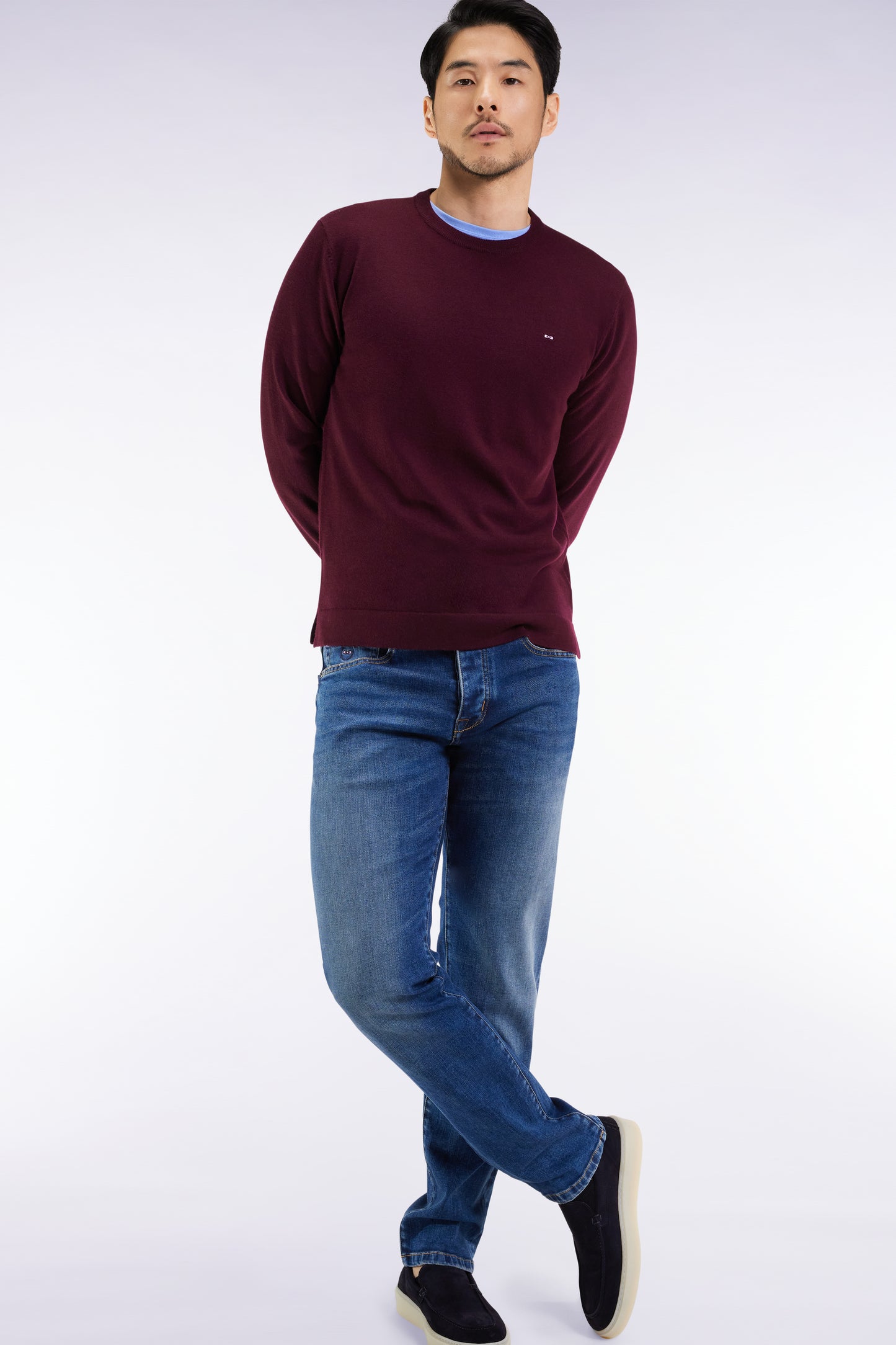 Jean 5 poches en denim stretch bleu coupe Regular
