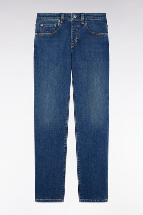 5-pocket stretch denim jeans in blue Pima cotton with slim fit - Image 2