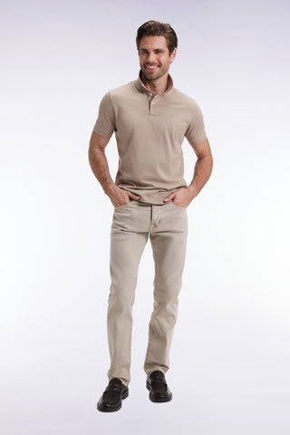 5-pocket jeans in beige stretch cotton