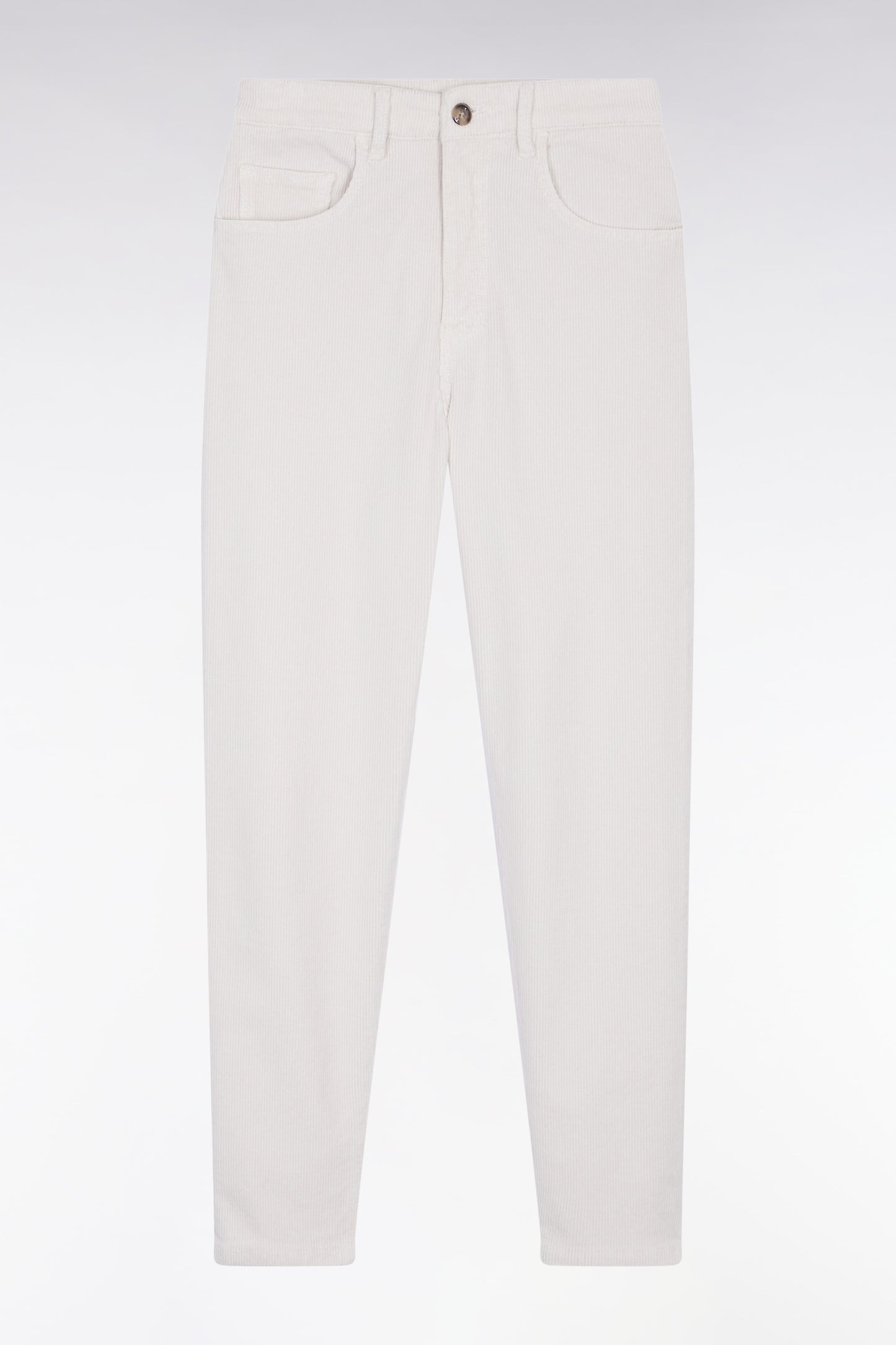Ecru corduroy 5-pocket pants