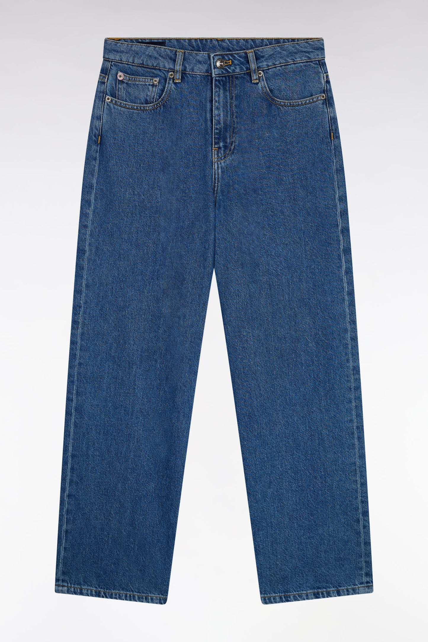 Relaxed cut wide-leg raw denim jeans