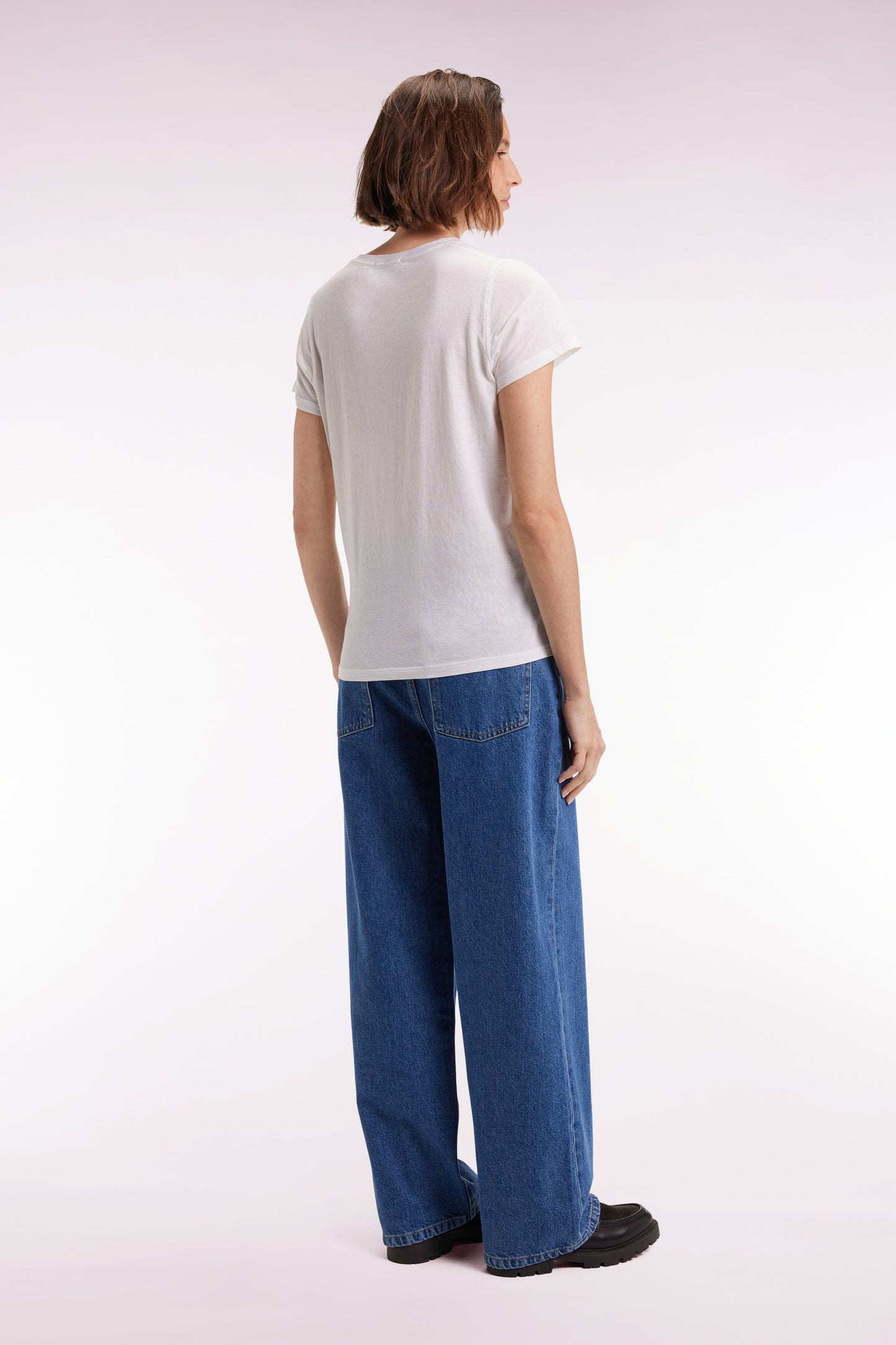Relaxed cut wide-leg raw denim jeans