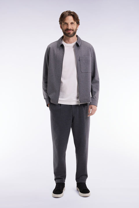 Double-faced jersey pants with elastic waistband, grey Modern cut - Image 3