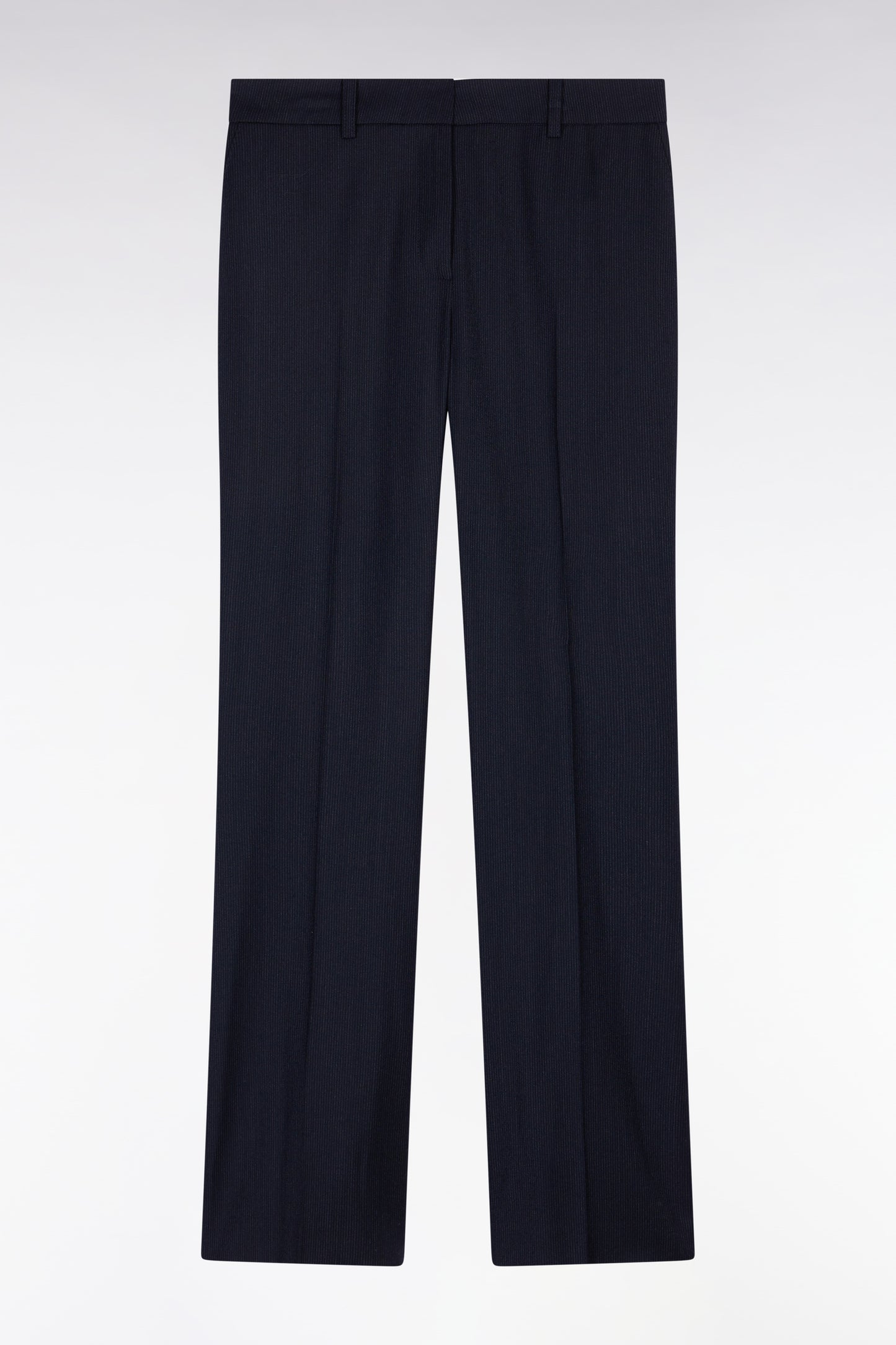 Flare pants in navy stretch wool flannel