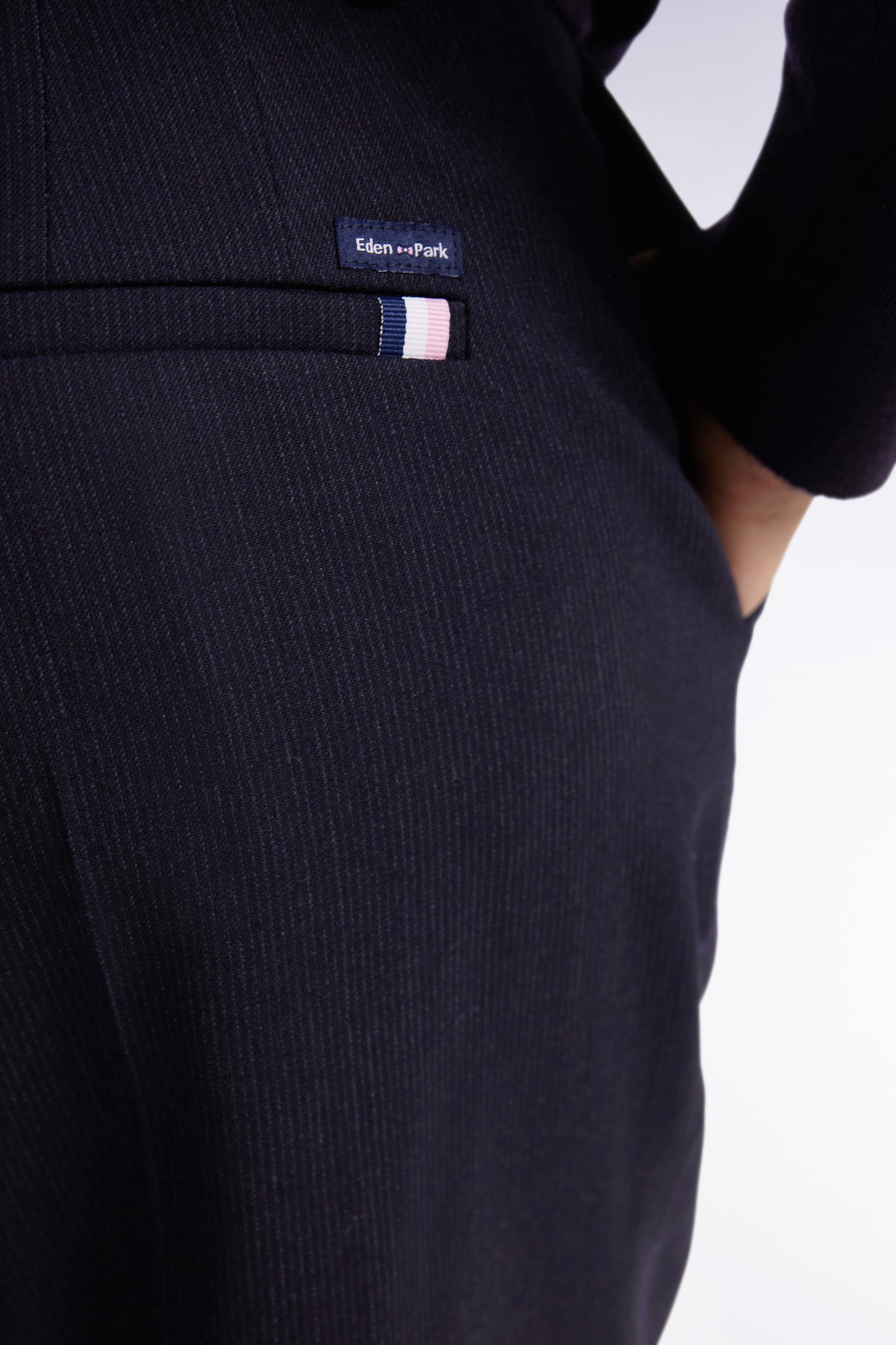 Flare pants in navy stretch wool flannel