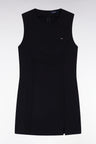 Sleeveless dress in black stretch virgin wool