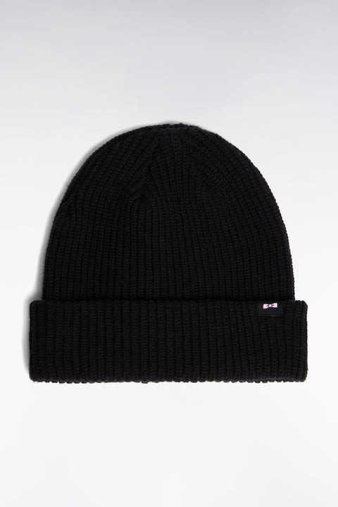 Black cotton blend hat - Image 1