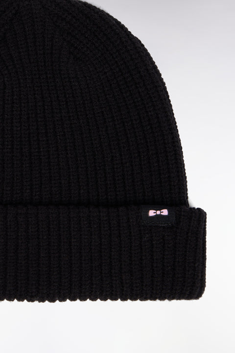 Black cotton blend hat - Image 2