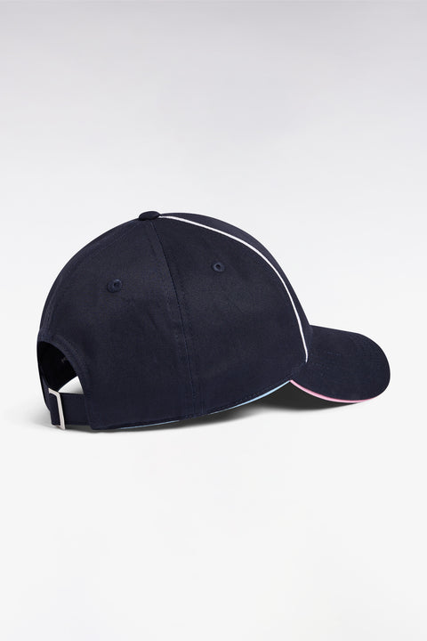 Navy cotton piqué cap with tricolor details - Image 2