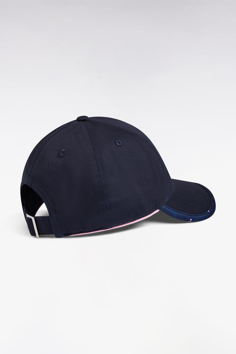 Navy cotton piqué cap with pink embroidery - Image 2