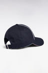 Cap in navy cotton twill with three-tone trim