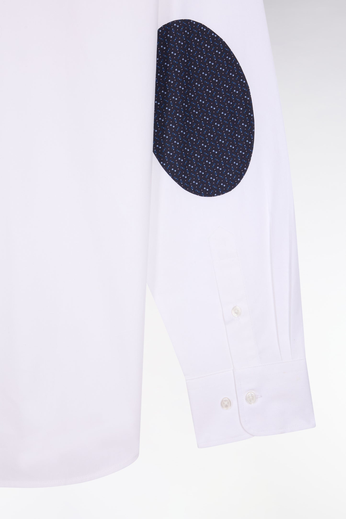 Chemise en coton blanc à coudière imprimées coupe droite