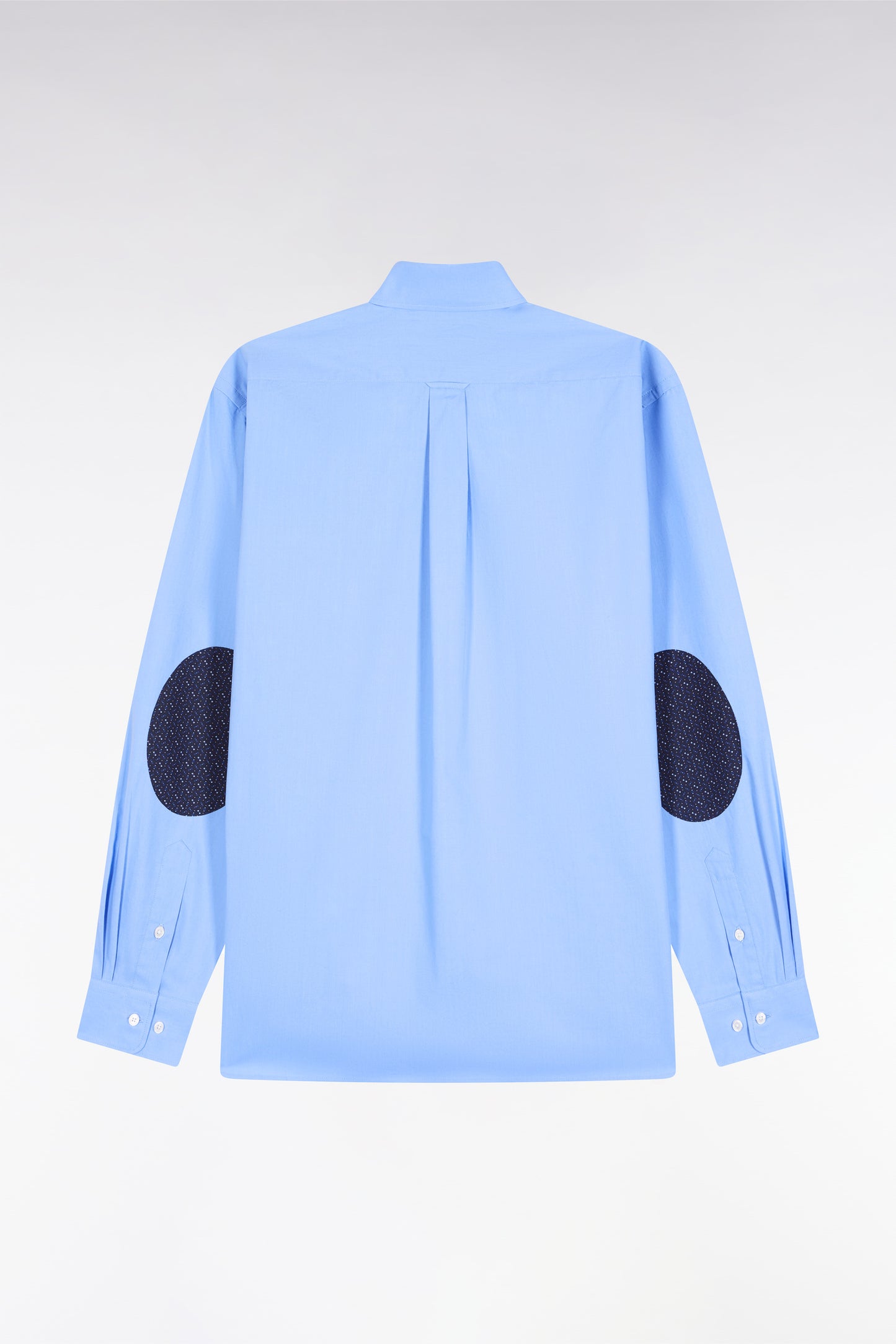 Sky cotton shirt with printed elbow patches, straight cut