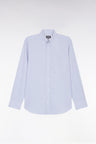 Blue cotton poplin gingham shirt, straight cut