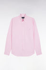 Pink cotton shirt, straight cut