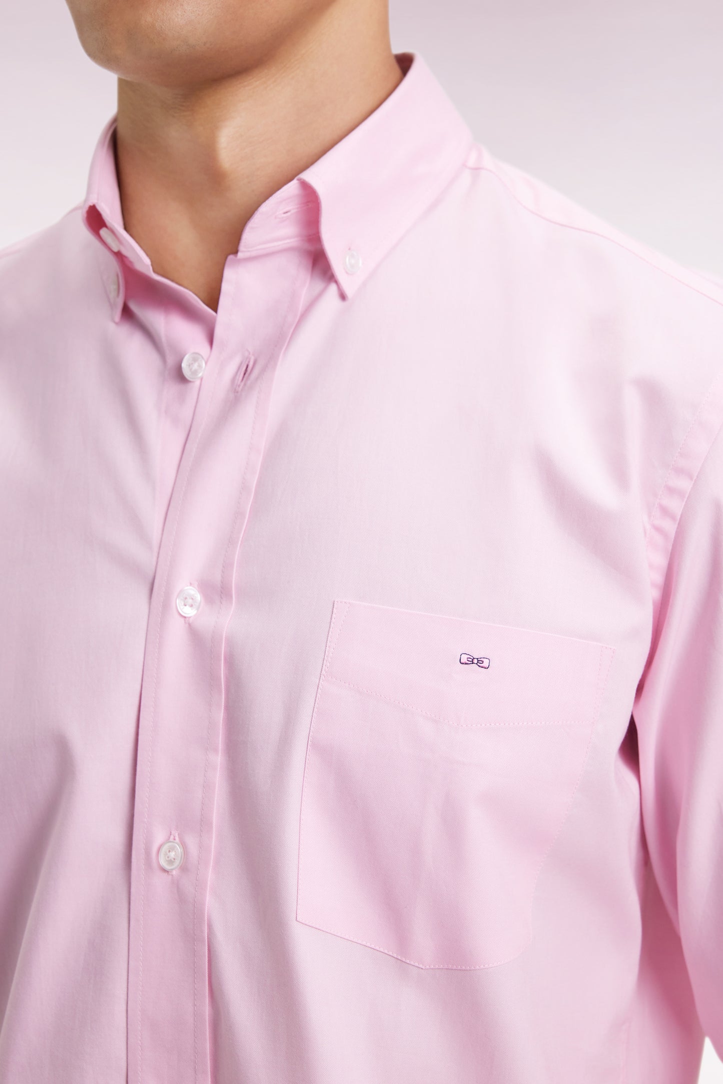 Pink cotton shirt, straight cut