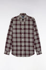 Burgundy cotton straight-cut check shirt