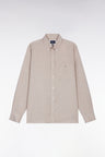 Beige flannel shirt, straight cut