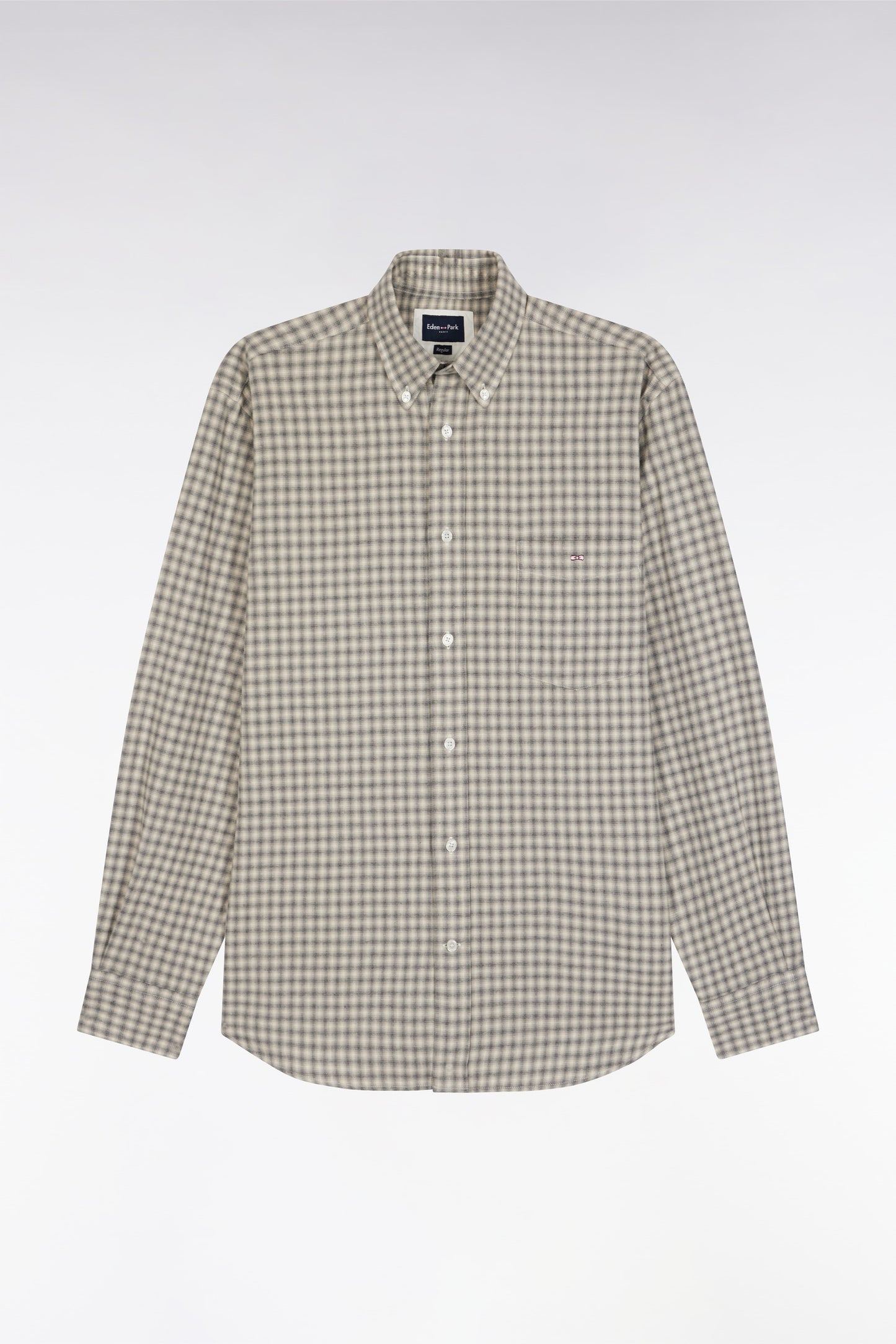 Grey cotton flannel shirt, straight cut