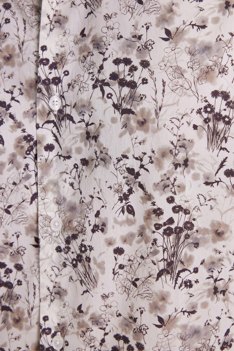 Brown cotton floral print shirt, straight cut - Image 2