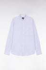 Blue striped cotton poplin shirt, straight cut
