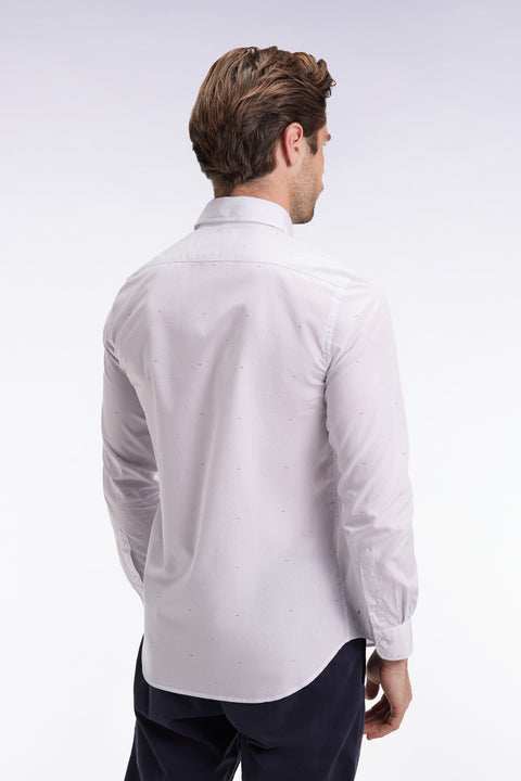 Sky cotton shirt with micro-printed bow, slim fit - Image 3