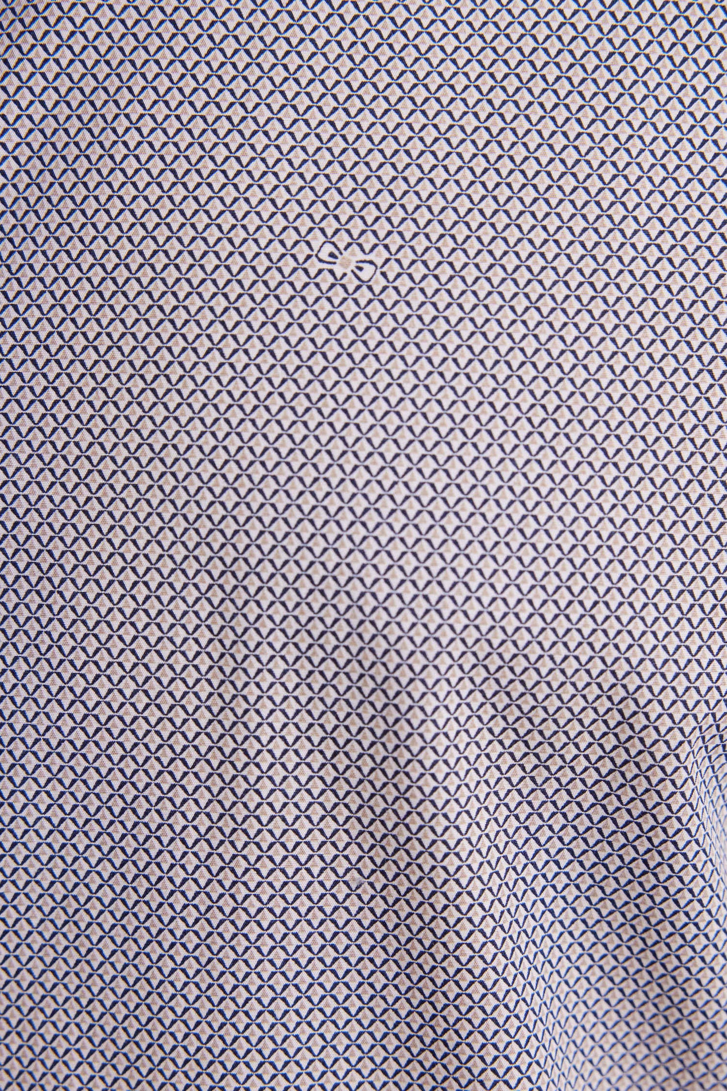 Chemise en popeline de coton à micro-motifs beige coupe droite
