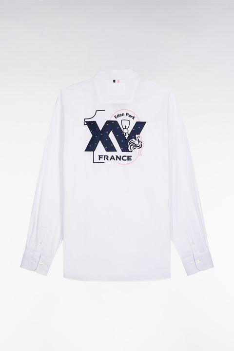XV de France embroidered white cotton shirt, straight cut - Image 2