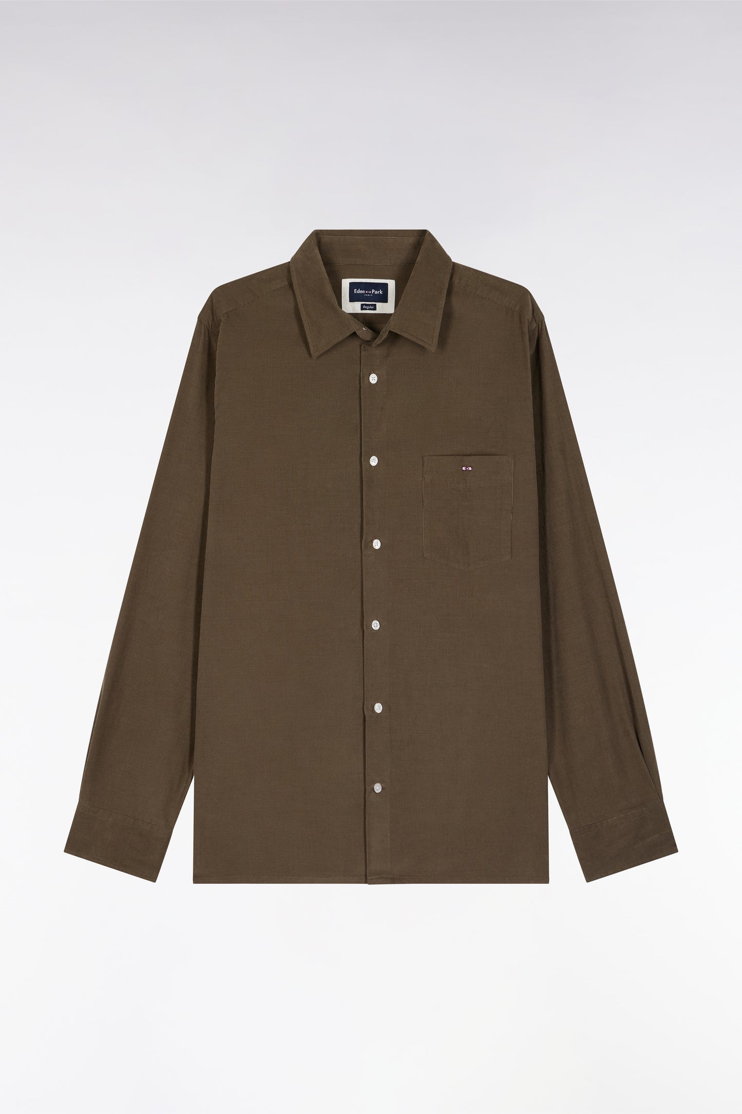 Khaki velvet straight-cut shirt