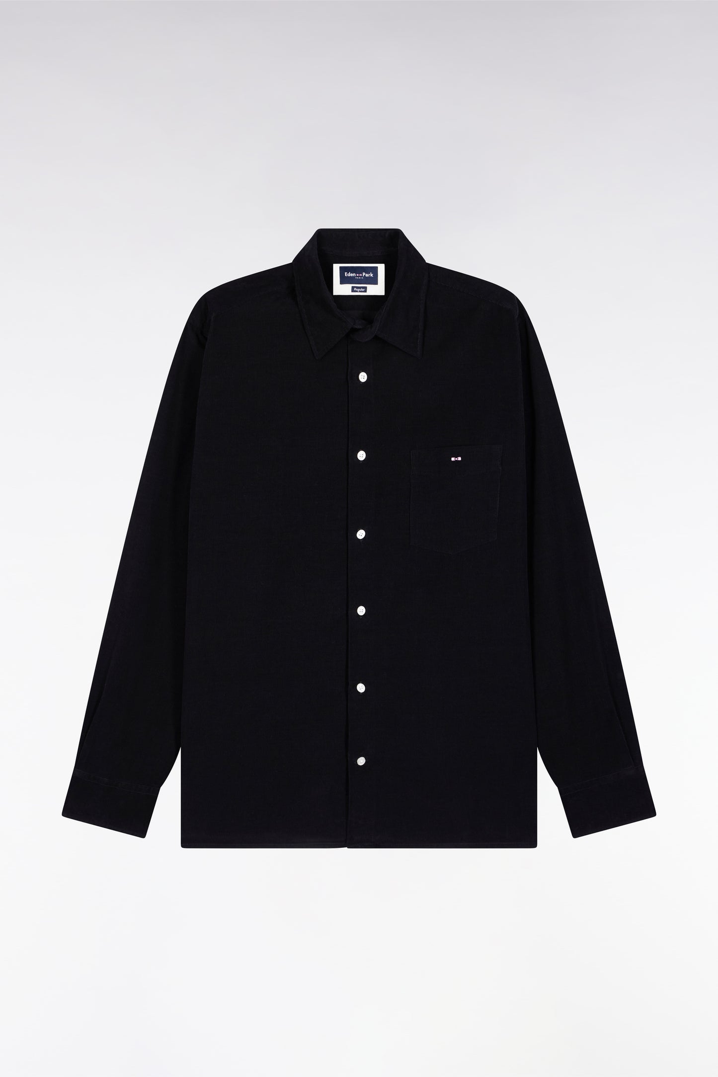 Straight-cut black velvet shirt