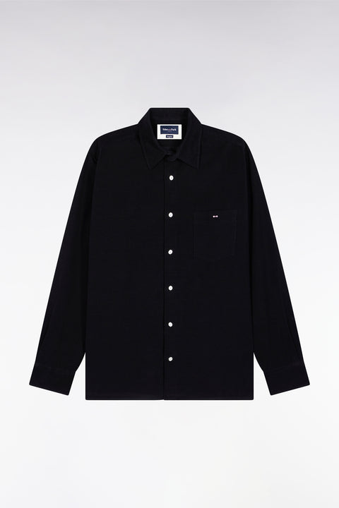 Straight-cut black velvet shirt - Image 2