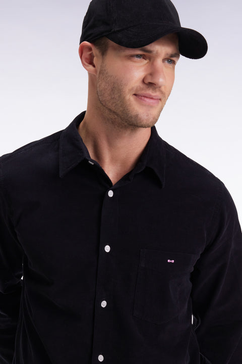 Straight-cut black velvet shirt - Image 1