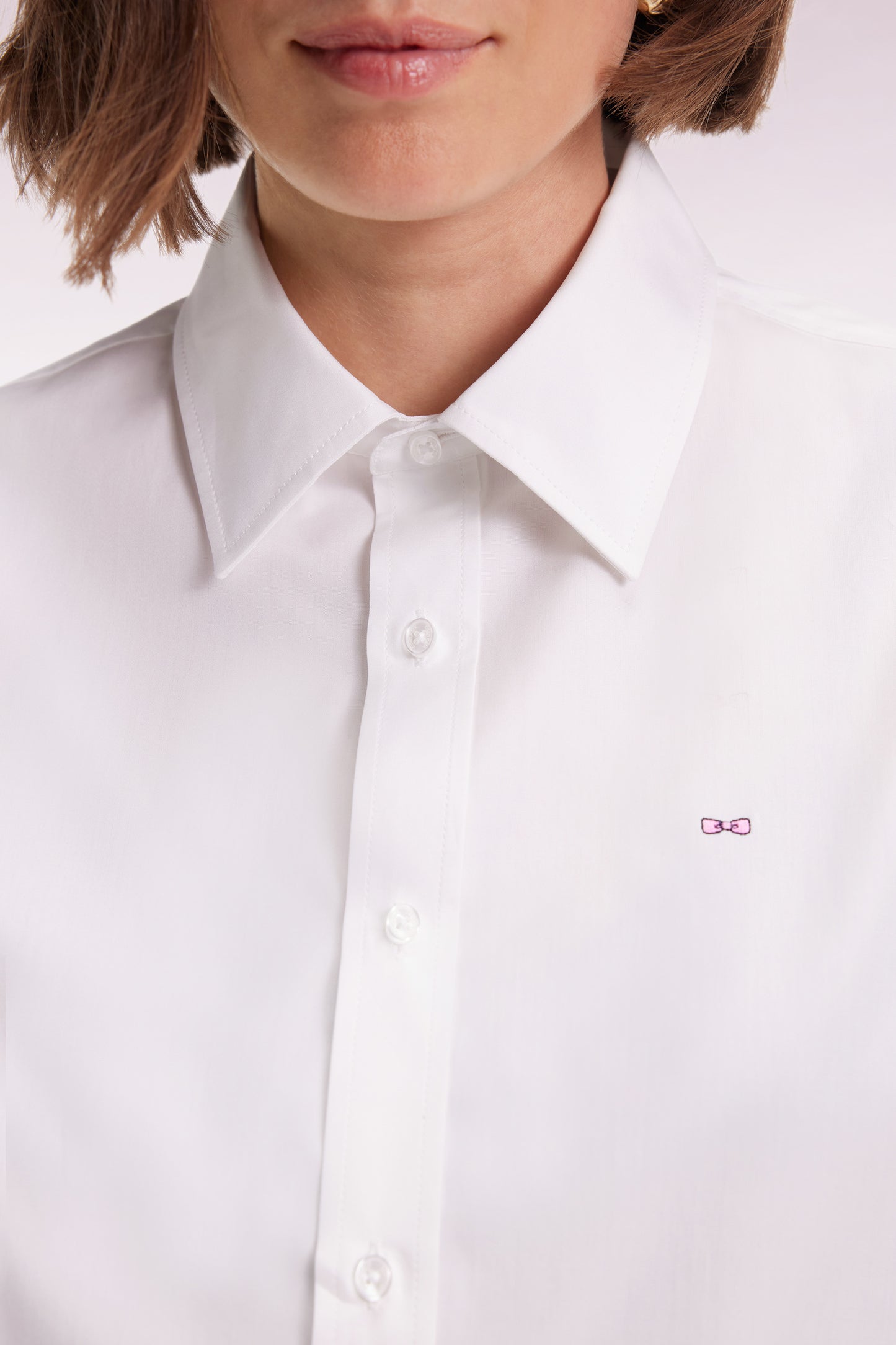 Slim-fit white cotton poplin shirt