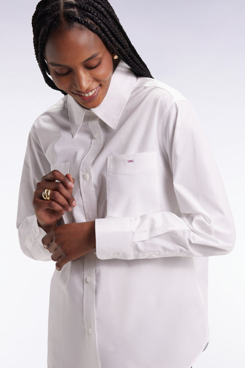 Relaxed fit shirt in white cotton poplin - Image 3