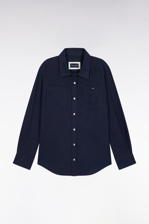 Relaxed fit navy cotton poplin shirt - Image 2