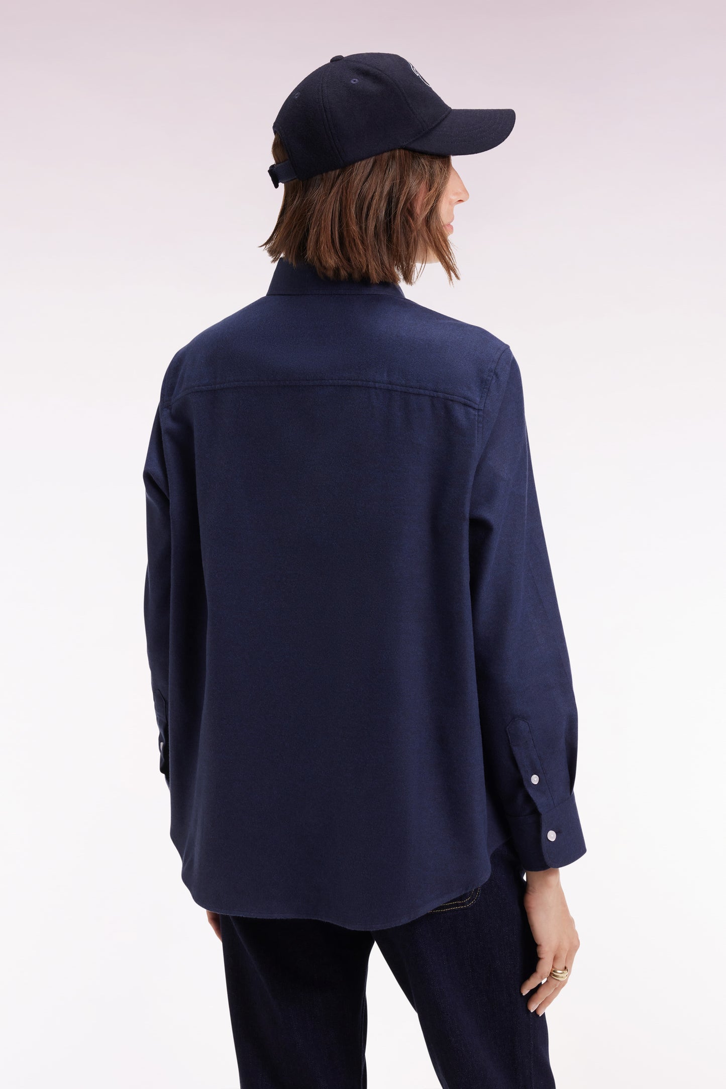 Relaxed fit navy cotton poplin shirt