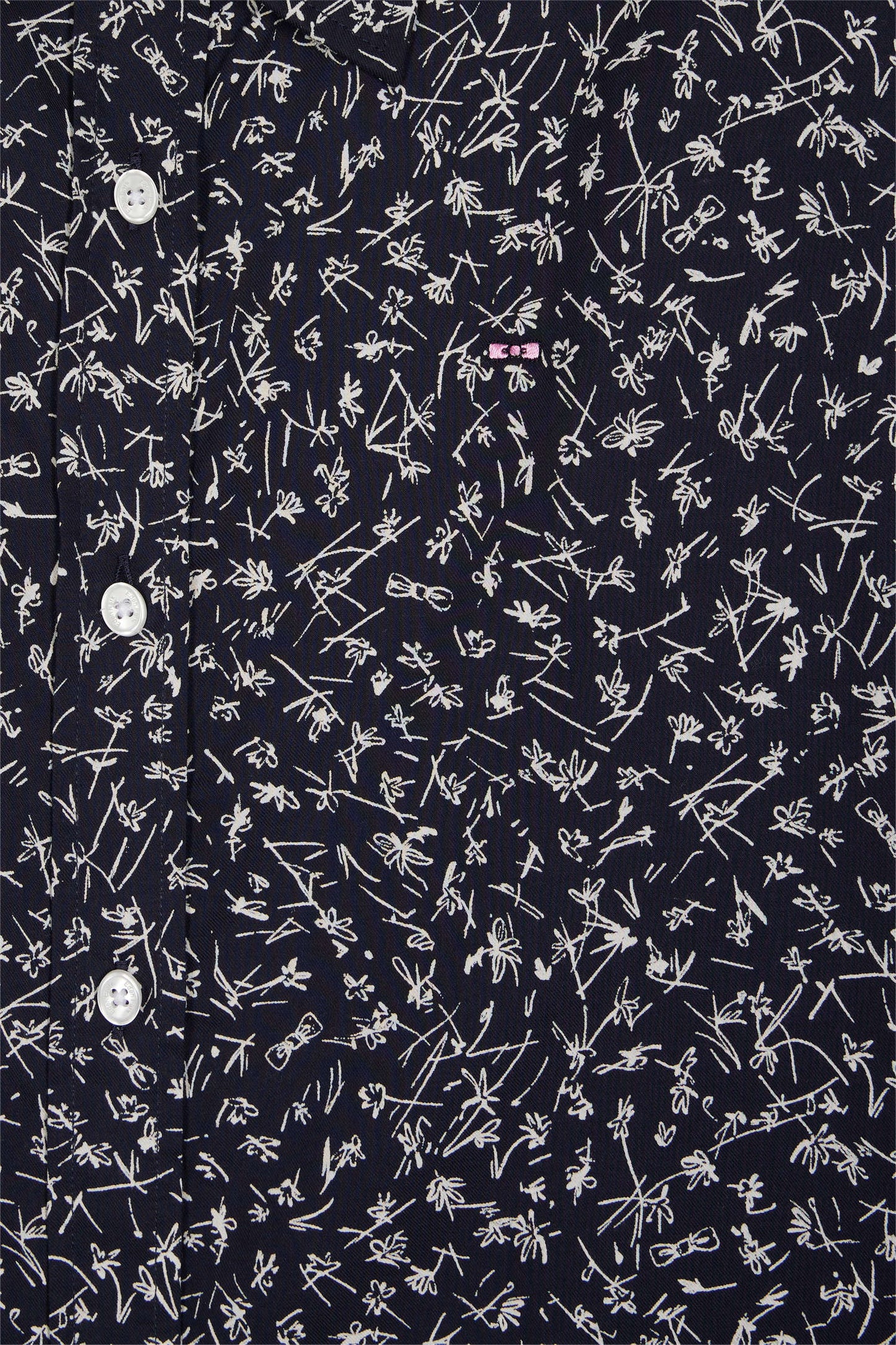 Slim-fit shirt in navy cotton poplin with micro-patterns