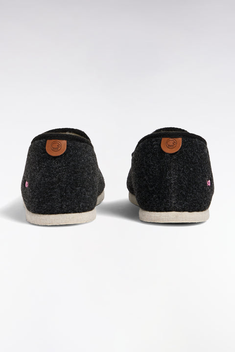 Dark grey felt and sheep's wool slippers - Image 3